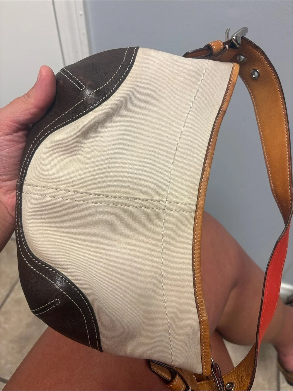 Coach Cream Canvas Hobo Style # 9508 - Picture 7 of 7
